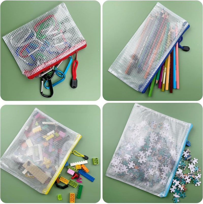 OAIMYY 24 عبوة 6" × 8" حقيبة سحاب شبكية، أكياس ملفات بلاستيكية لتنظيم المستلزمات المكتبية (متعددة الألوان، 6 × 8 بوصة) - Image 4
